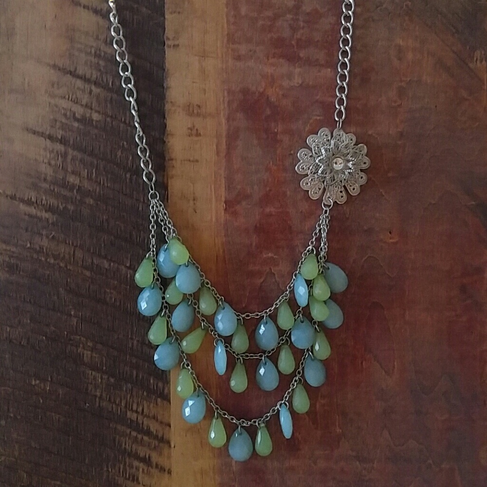 Beautiful Floral and SeaGlass Color Beads Necklace